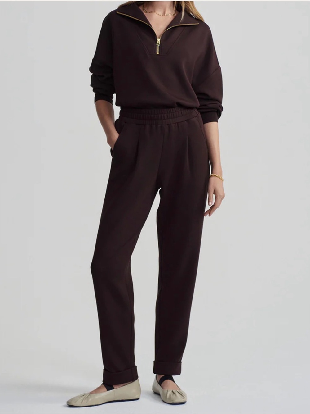 Varley Rolled Cuff Pant in Dark Brown Sz XL-NWT